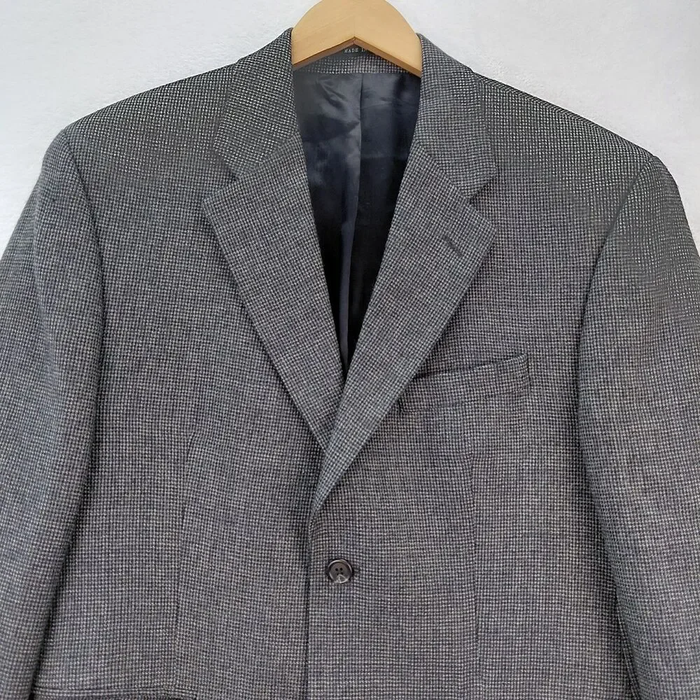 Ralph Lauren LRL Blazer Sport Coat Mens Size 40S Gray 100% Lambswool Suit Jacket